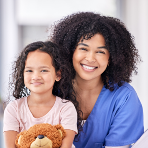caregiver and young child siling