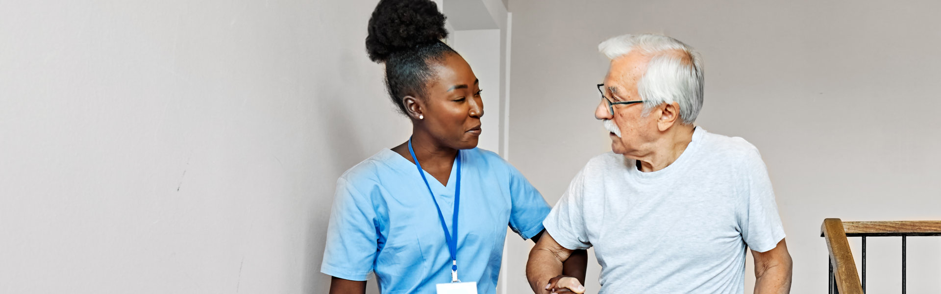 caregiver assisting senior