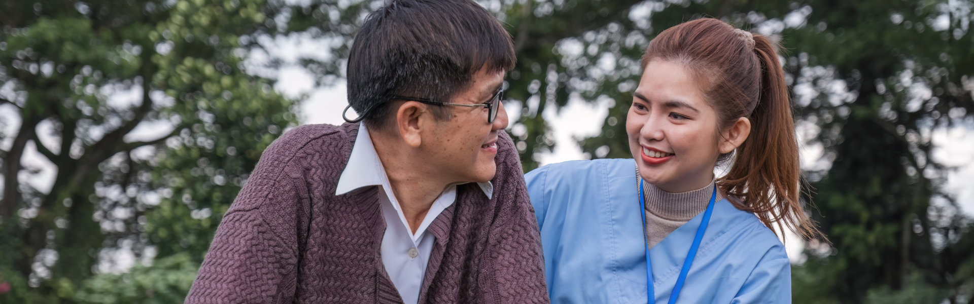 caregiver assisting senior