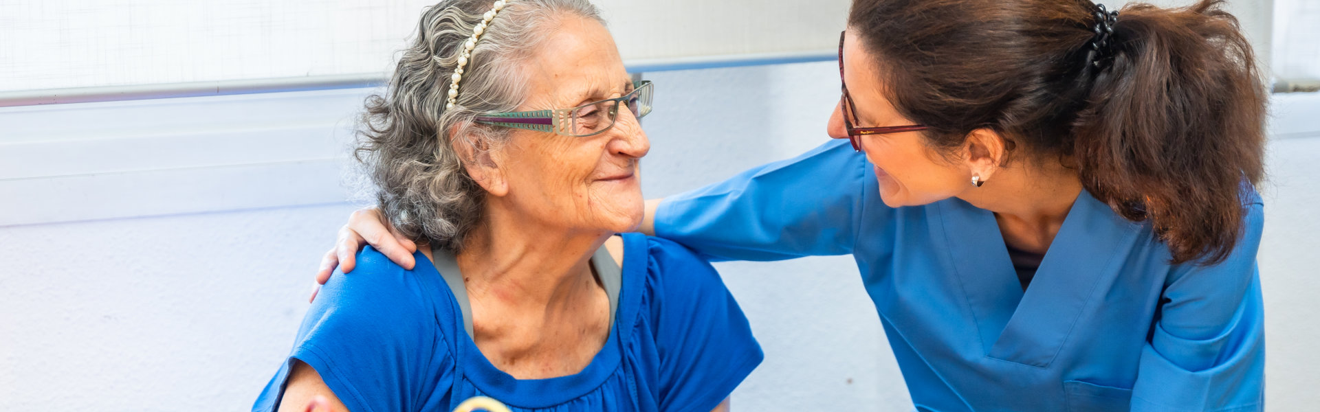 caregiver checking senior